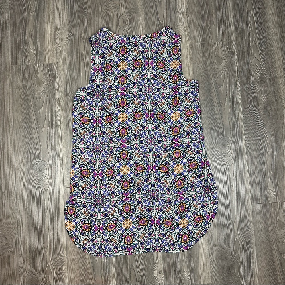 Spense Sleeveless Filigree Print Long Button Up Tunic Top - Picture 4 of 6